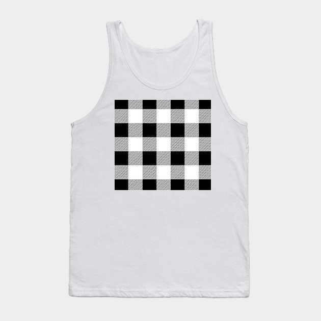 Black and White Buffalo Plaid Checkered Pattern Tank Top by squeakyricardo